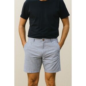 Urban Pipeline Men's Shorts Chino Flat Front Blue Chambray‎ Size 34 Linen Blend